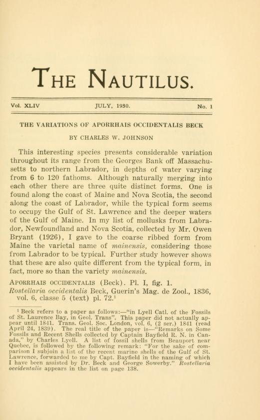 The Nautilus, vol. XLIV, no. 1